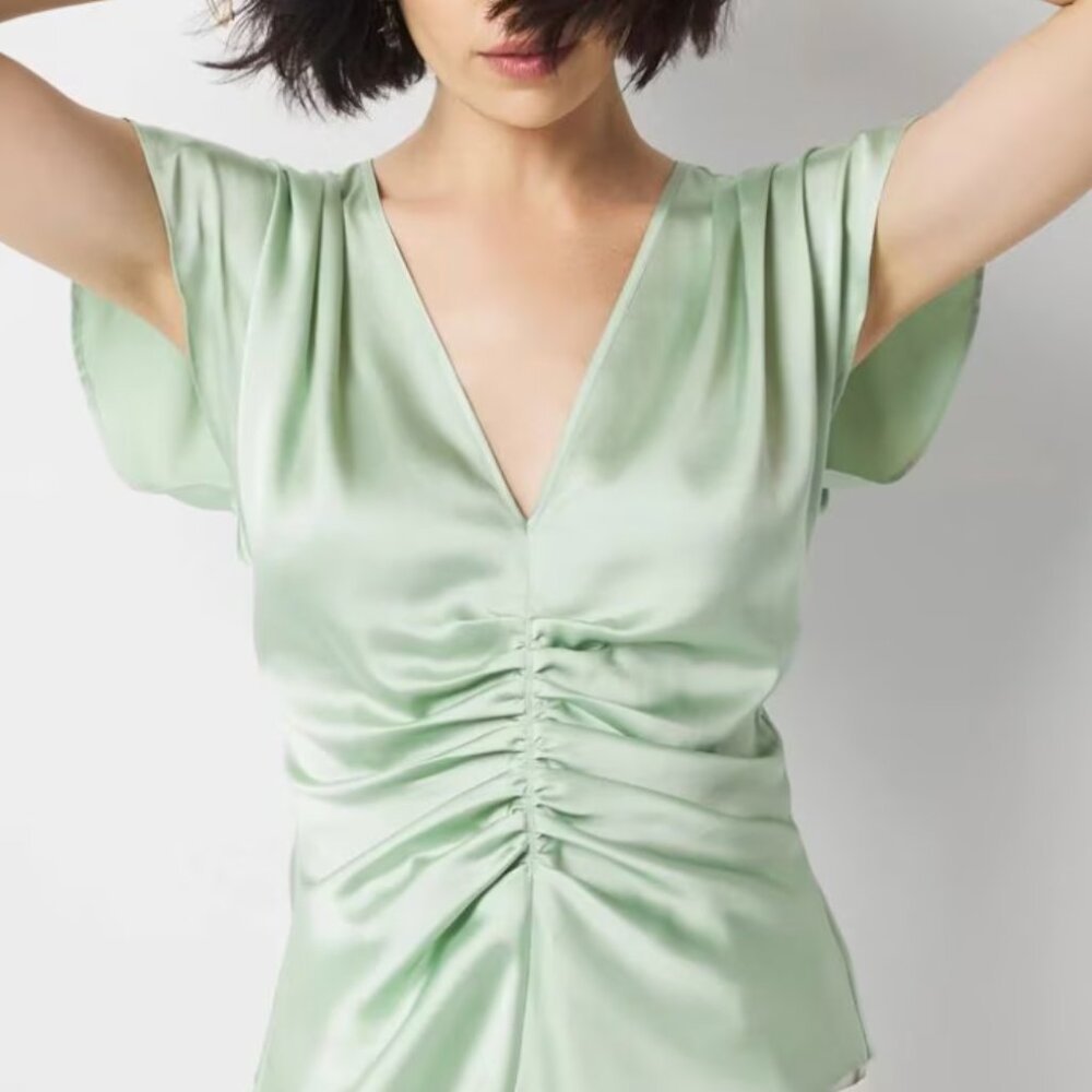 Large White House Black Market Mint Blouse